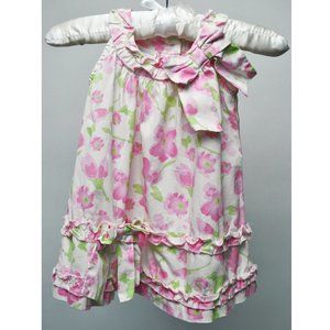 Wonder Kids- Pink and Green Spring/ Summer Floral Print Dress Girls Sz 12 Months